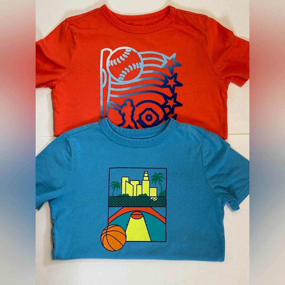 Bundle of 2 Blue and Red Graphic Kids T-Shirts